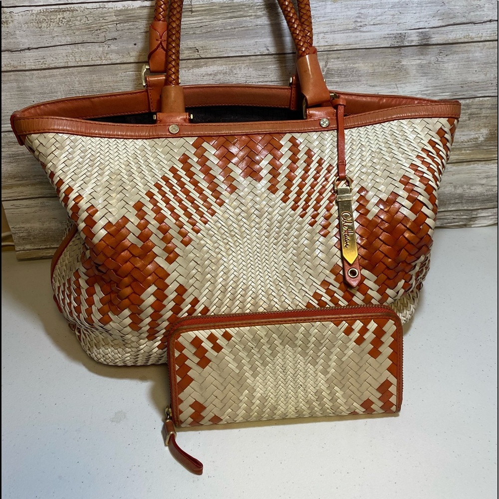 Cole Haan Genevieve diamond weave bag and wallet pre-loved